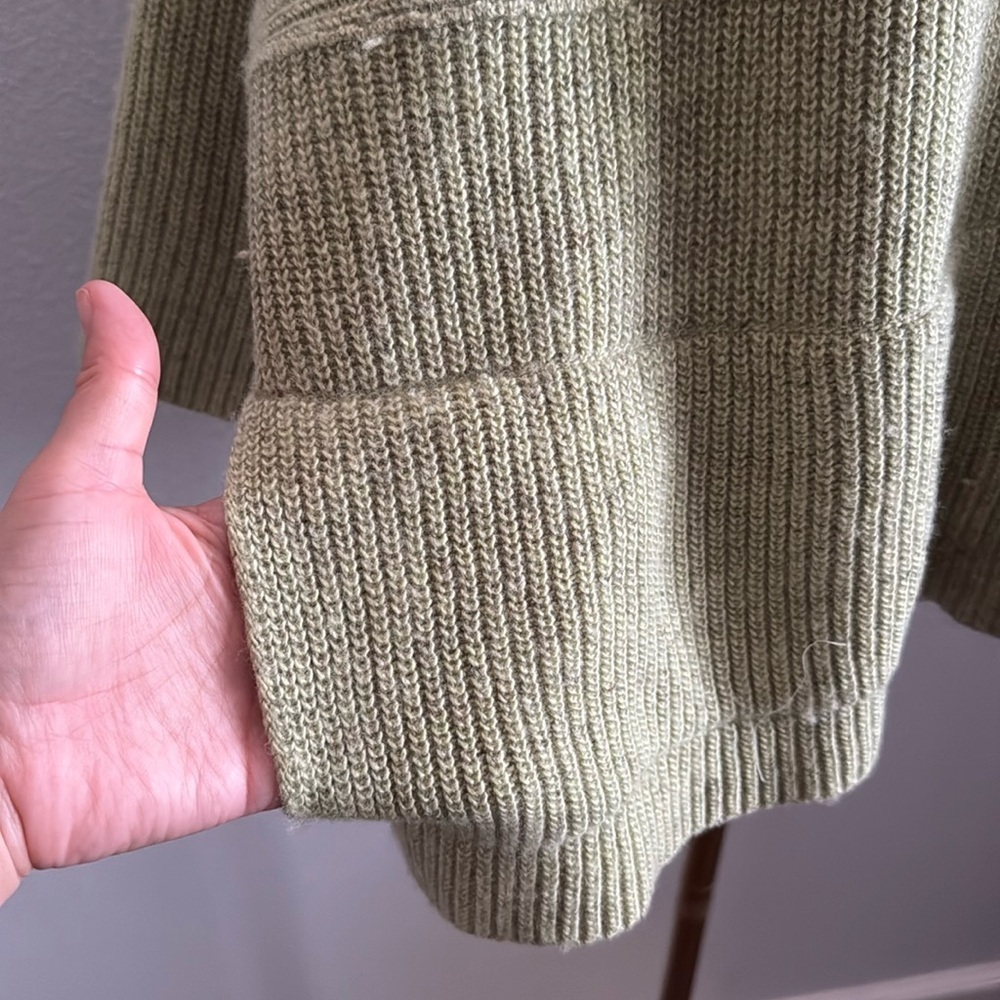 PURE JILL Green Soft Wool Linen Blend Oversized Half Sleeve Sweater Top Size M - Picture 5 of 9